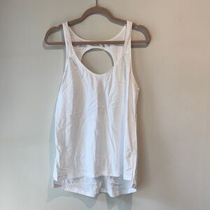 Lululemon White Cut-Out Back Long Athletica Tank